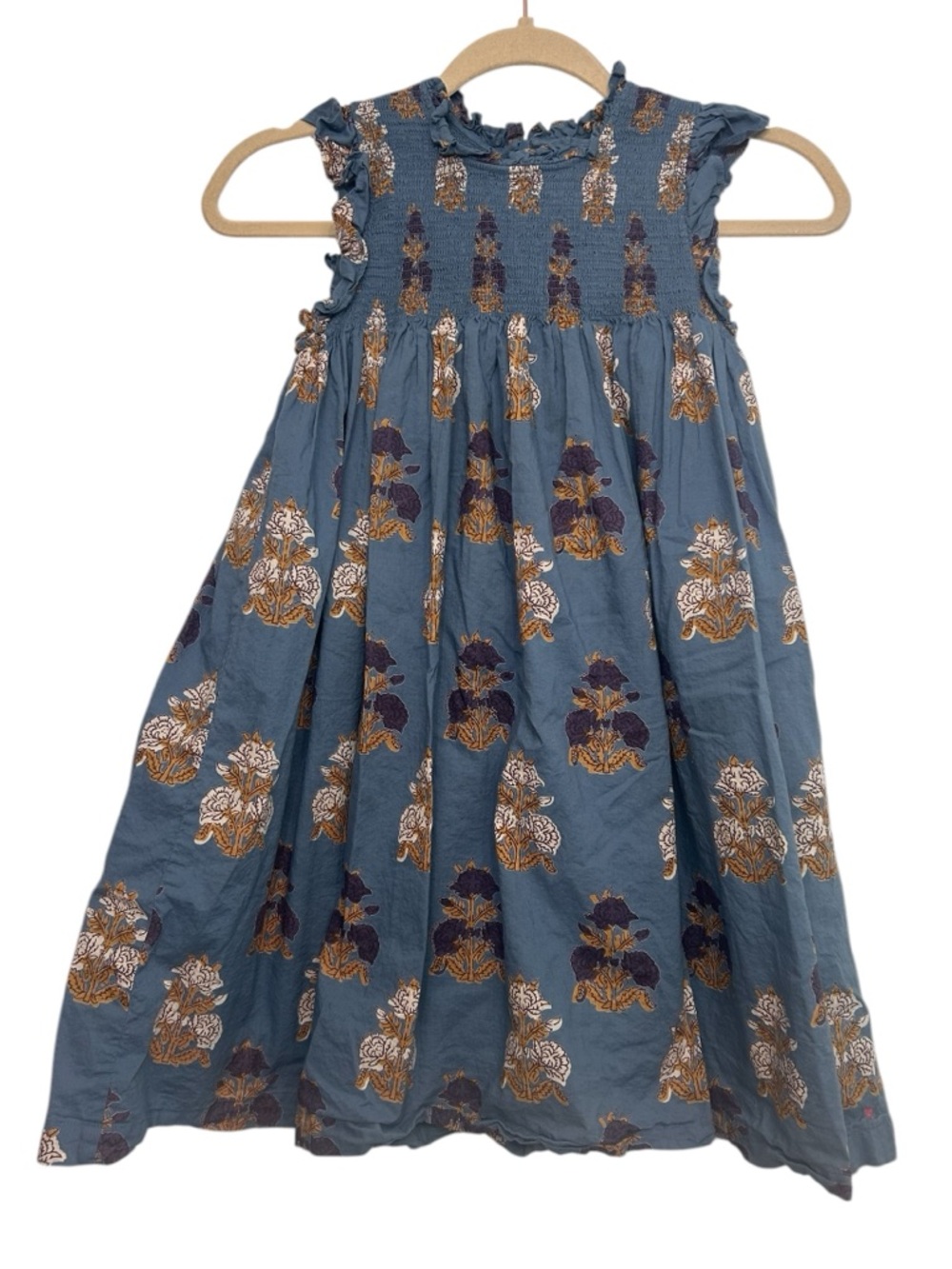 Pink Chicken The Stevie Dress in Blue Flowerette Size 10 100% Cotton Boho